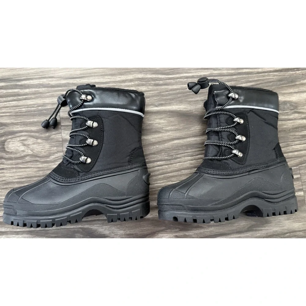 Kids Unisex Preschool Winter Snow‎ Boots Size 12 Black New Cozy Warm